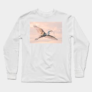 Egret with nesting material Long Sleeve T-Shirt